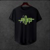  Unisex Oversize Modern Boy Pamuklu Etek Oval Siyah Baskili T-shirt